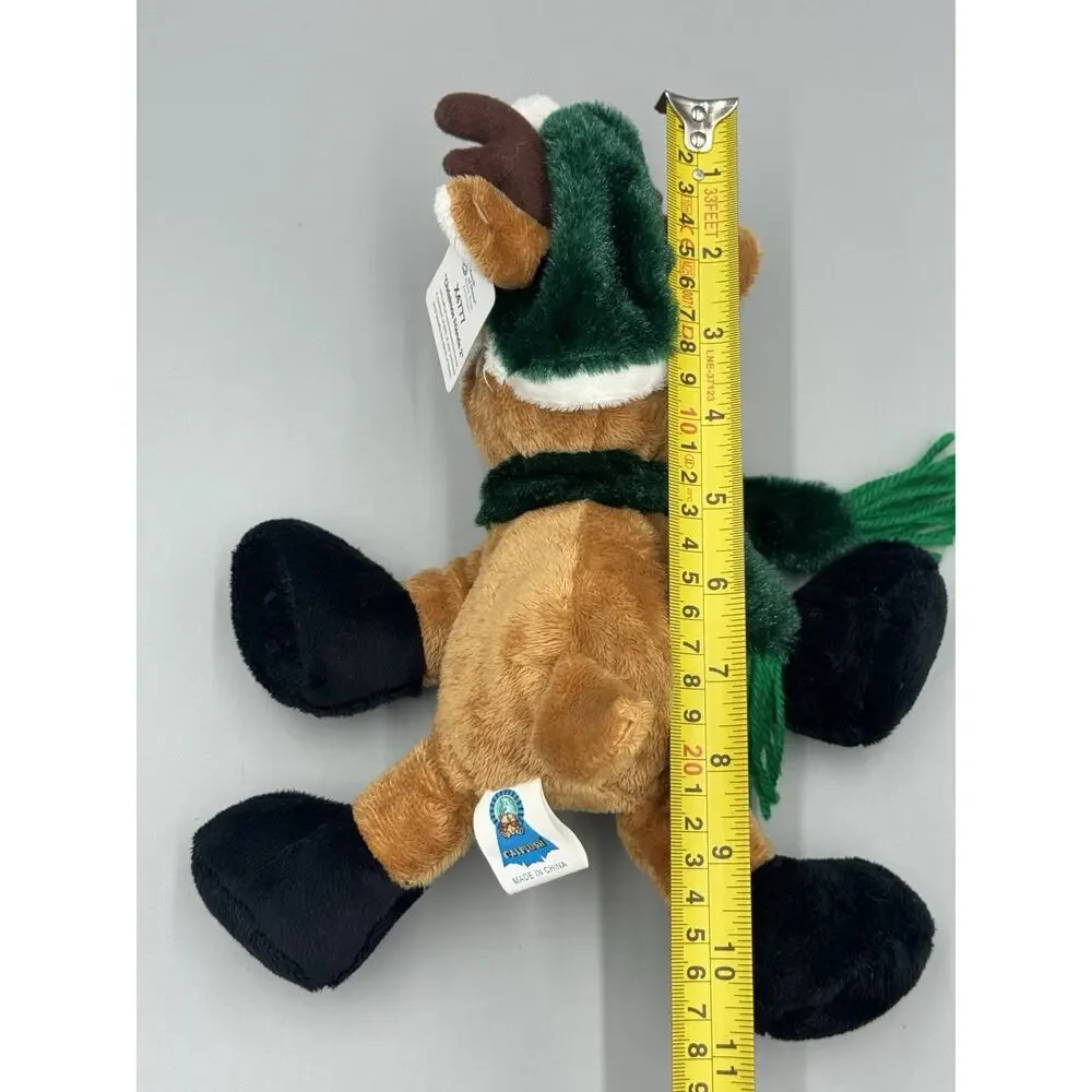 Calplush Christmas Friends Beanie Plush Reindeer In Hat Scarf 7” Stuffed Toy